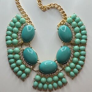 Elegant Turquoise and Gold Statement Necklace